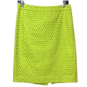 J.Crew Circle Eyelet Pencil Skirt Kiwi Size 2